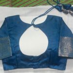 Blue Silk Designer Blouse with a Round Back Open Neck Design – Style & Stitching Guide