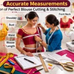 A woman tailor taking blouse measurements for cutting and stitching