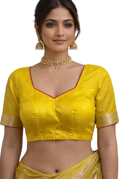 V-neck design with elegant sleeve borders