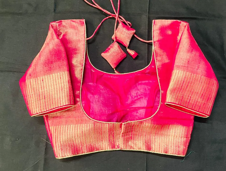 Elegant Pink Blouse Back Neck Design with Latkan Tassels