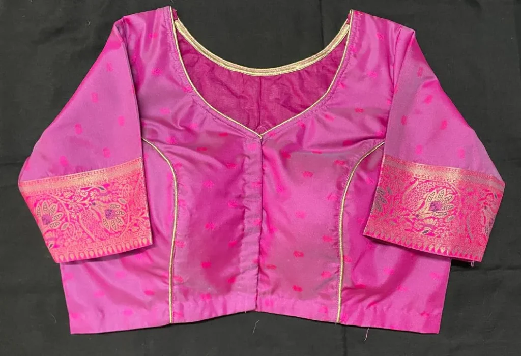 trendy silk blouse design back front