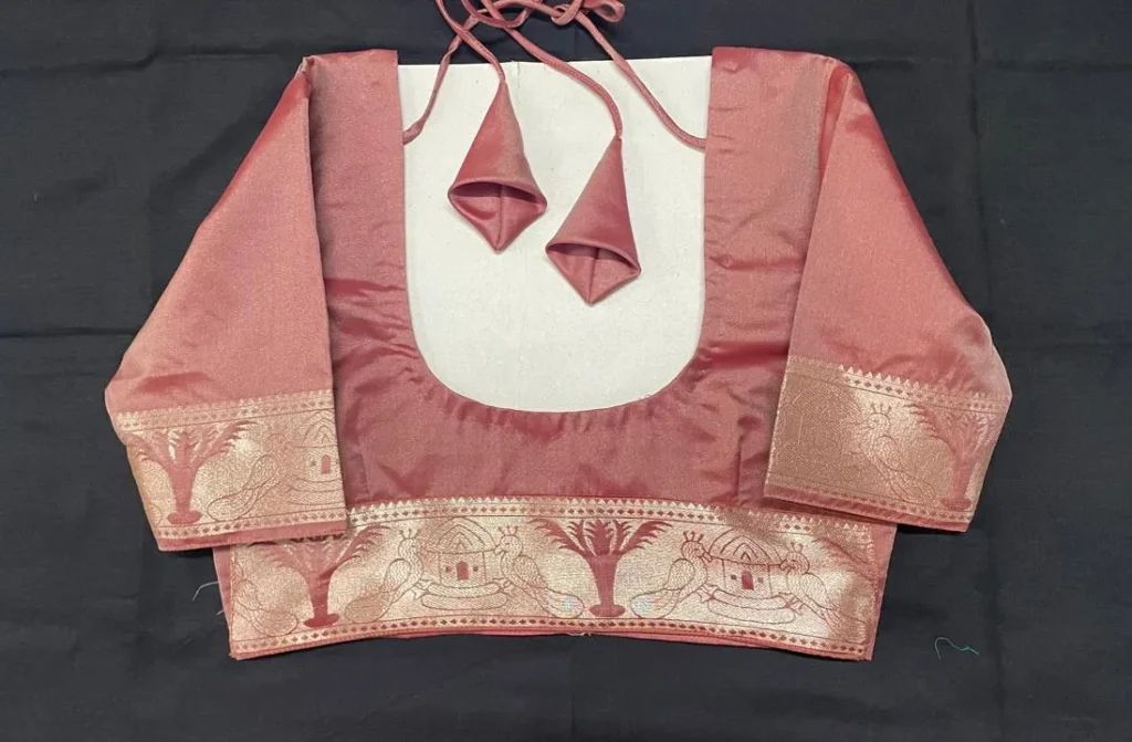 Latest bridal blouse design with a woven border