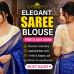 Latest Cream Silk Blouse Design 2026 with Elegant Front Neck and Deep Back Neck Embroidery